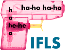pink toy gun with hahahehe written on it